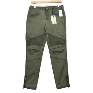 NWT Marrakech Anthropologie Moto Skinny Jeans 29 Army Green Stretch Cotton